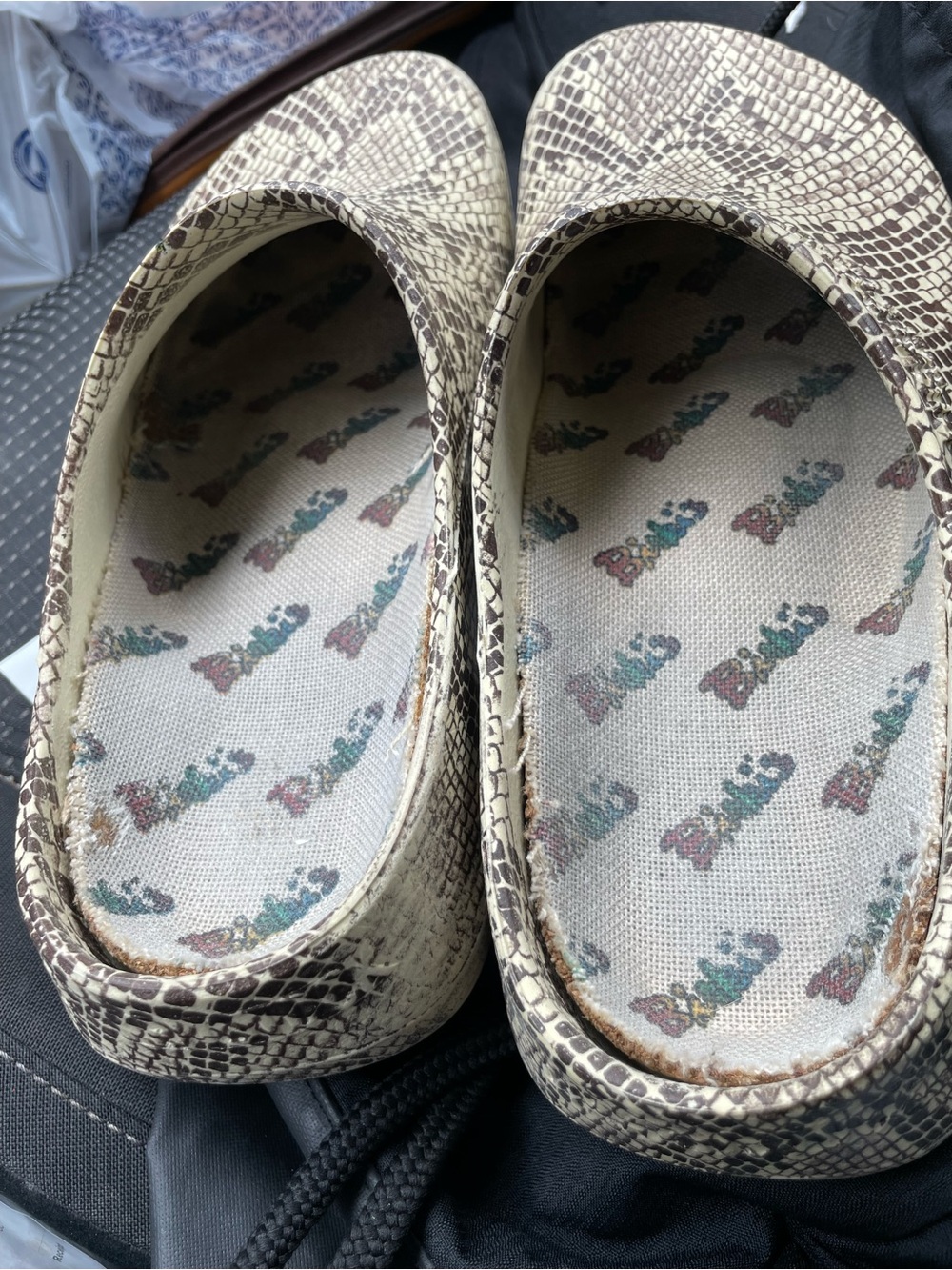 Birkenstock Snake Print Clogs in Beige and Brown - Picture 3 of 5